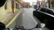 Horrifying moment cyclist hurtles through red light and smashes into bus after his brakes fail