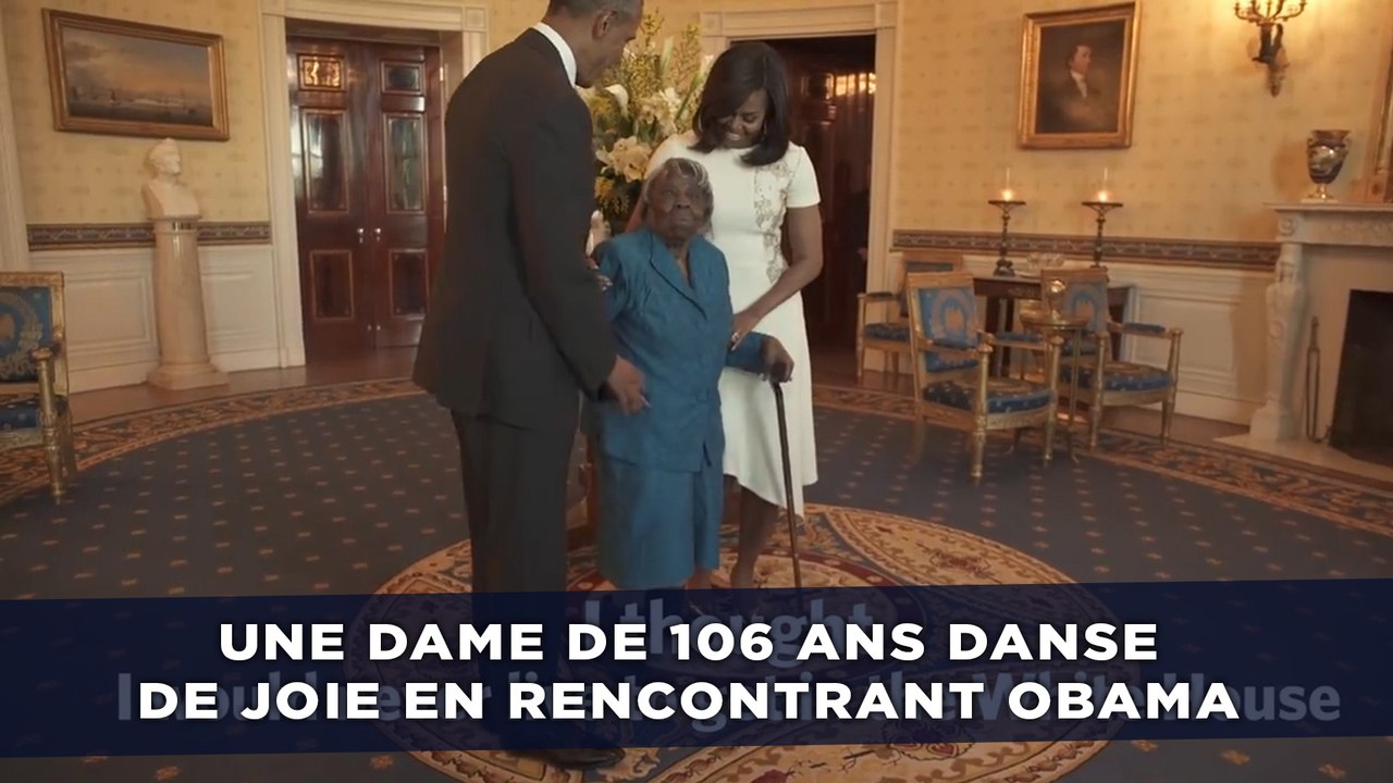 Une dame de 106 ans danse de joie en rencontrant Obama