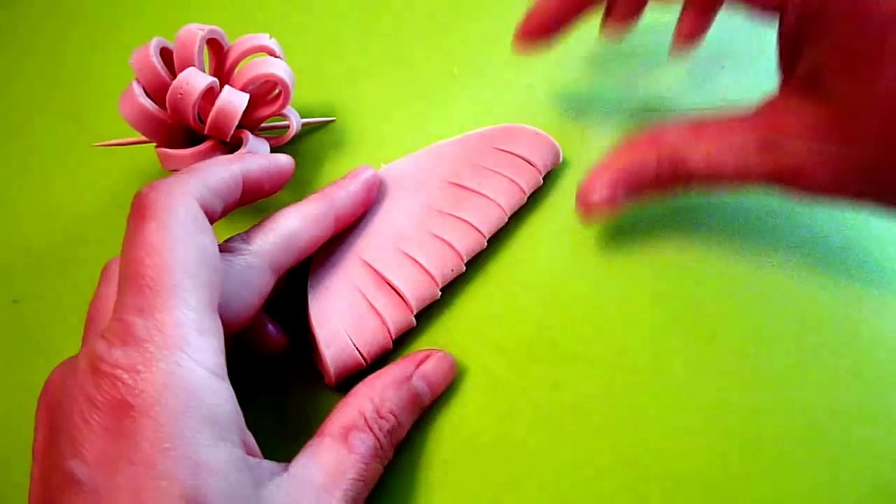 Цветы из колбасы! Flowers of the sausage! Украшения из колбасы! Decoration of sausage!