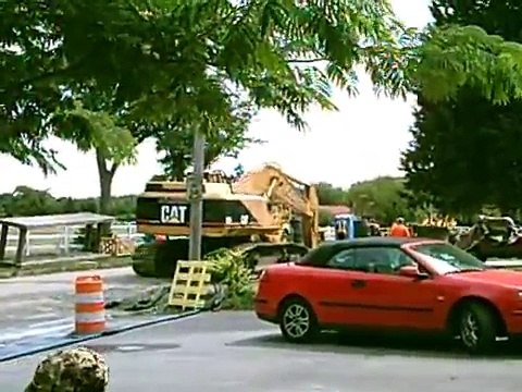 CAT Backhoe in action digging sewer Funny cute video of Remote Control R/C Miniature Cat