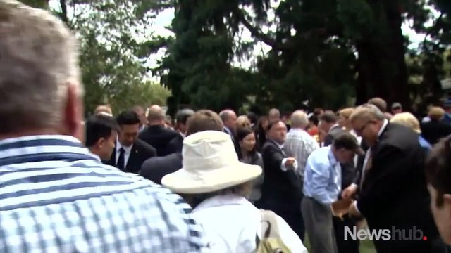 New Zealand Politician hit by Ice-cream at Christchurch Memorial service