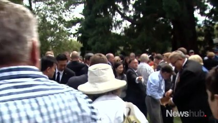 New Zealand Politician hit by Ice-cream at Christchurch Memorial service