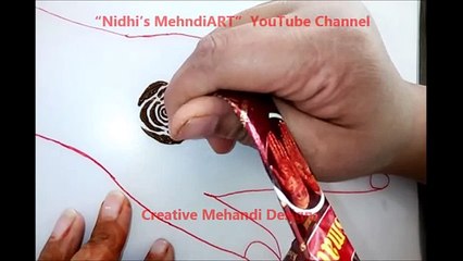 Thick Rose with Khaleeji Style Henna Mehndi Strip Design Tutoria