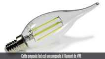 Ampoule led filament flamme, coup de vent, E14, 4W, 420 lm, 300°, blanc froid