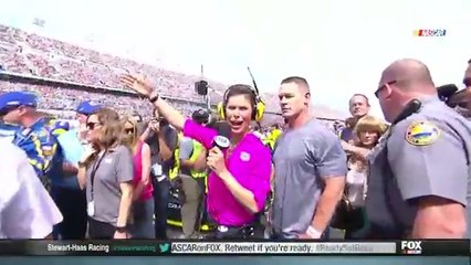 NASCAR Reporter Literally Can't see John Cena Before Daytona 500 ► U Can't See Me ◄Unbliveble