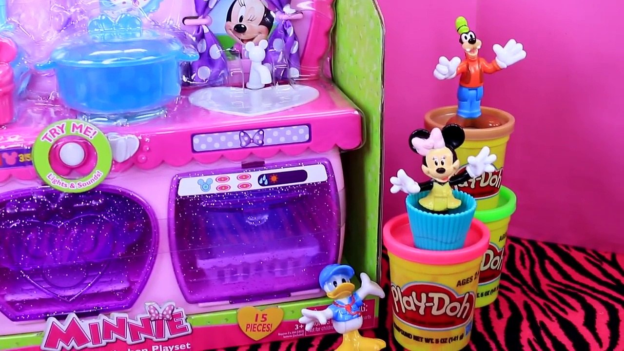 MINNIE MOUSE Bowtastic Play Kitchen Playset PLAY-DOH Cupcakes + Disney Mickey Mouse