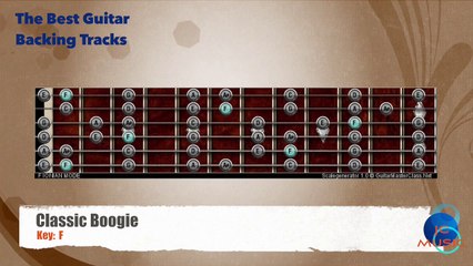 Classic Boogie F Guitar Backing Track with scale map _ Chart