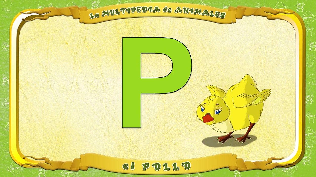 la Multipedia de animales. Letra P el Pollo
