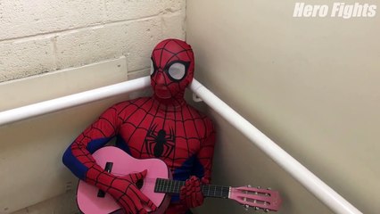 Spiderman Vs Venom - Spiderman Pink Music Guitar In Real Life | Superheroes Movie
