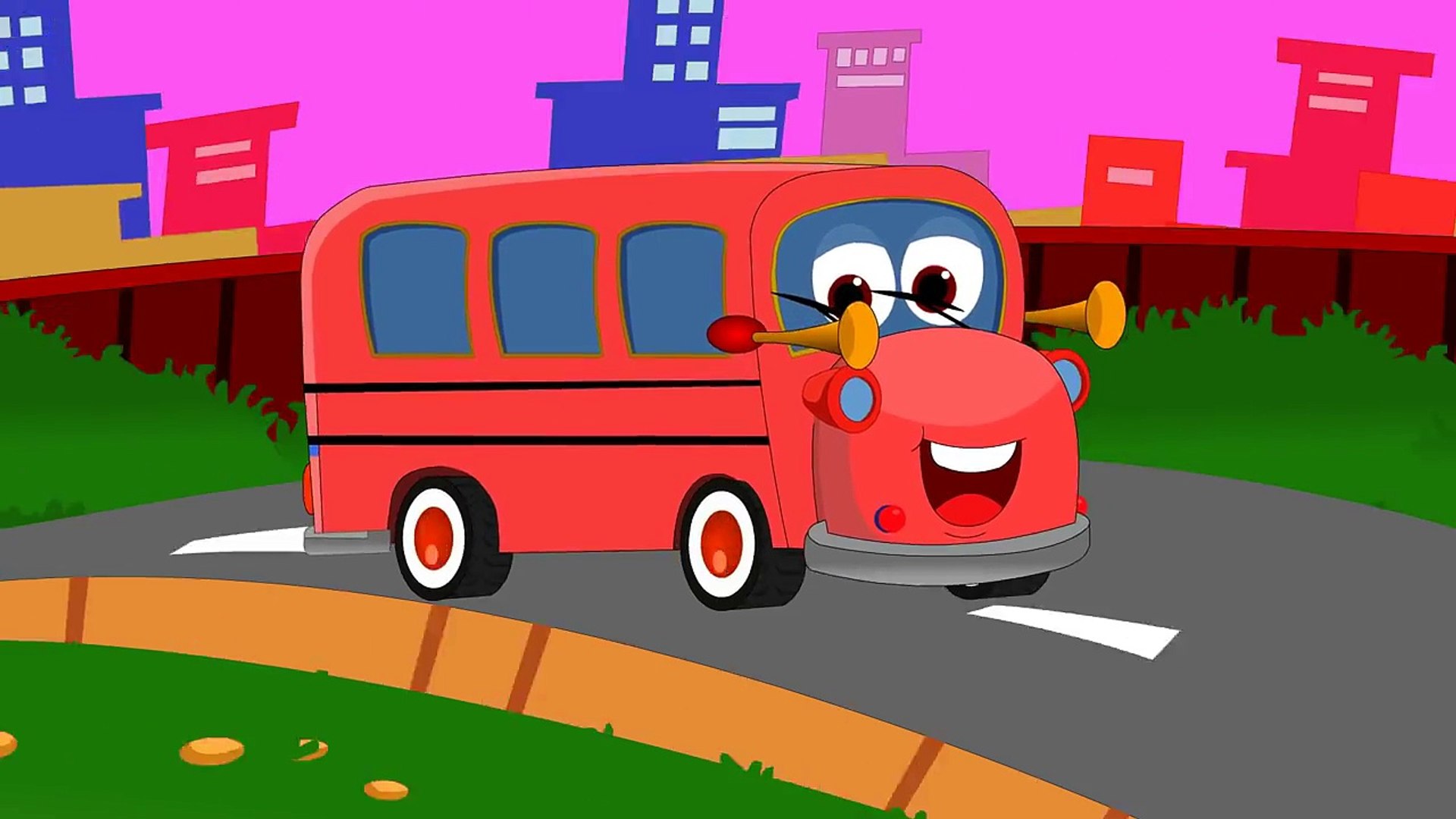 Wheels on the Bus | English Nursery Rhyme for Children | Red Bus with  lyrics HD - Dailymotion Video