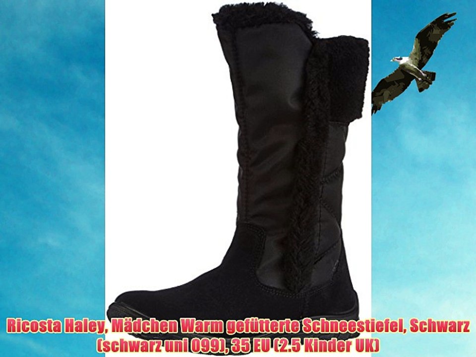 Ricosta Haley M?dchen Warm gef?tterte Schneestiefel Schwarz (schwarz uni 099) 35 EU (2.5 Kinder