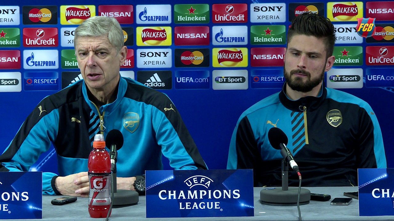 Arsène Wenger and Olivier Giroud, preview Arsenal-FC Barcelona