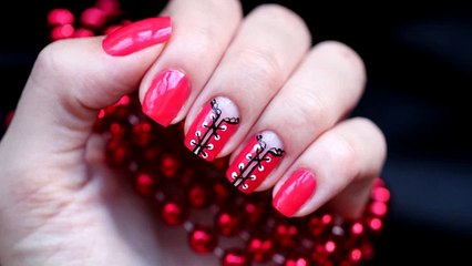 Красный маникюр Корсет - Red Corset Nail Art