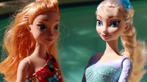DisneyCarToys Frozen Elsa Barbie ICE BUCKET CHALLENGE FAIL Anna and Elsa Doll Parody