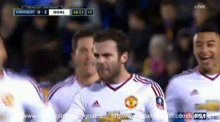 Juan Mata Goal Shrewsbury 0 - 2 Manchester United 22-2-2016