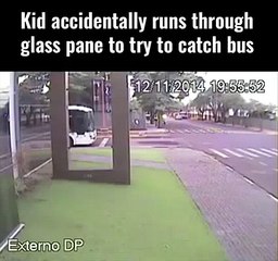 Kid Accidentally Runs Through Glass To Catch Bus