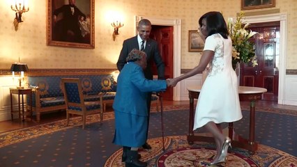 Dream come true: woman, 106, dances with Obamas