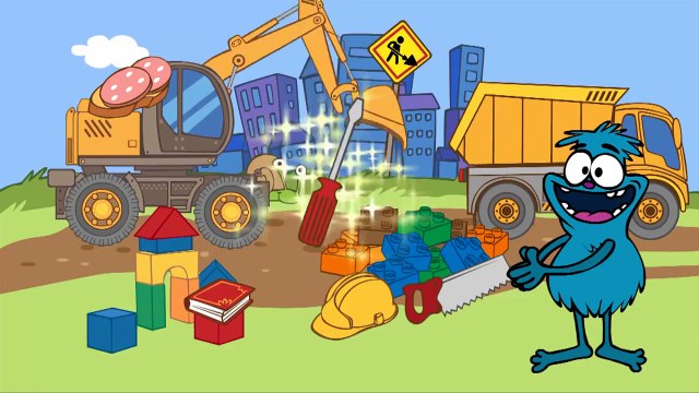 Мультик для детей Чуча Веселкин. Чуча на стройке: Экскаватор, Подъемный кран и Грузовик
