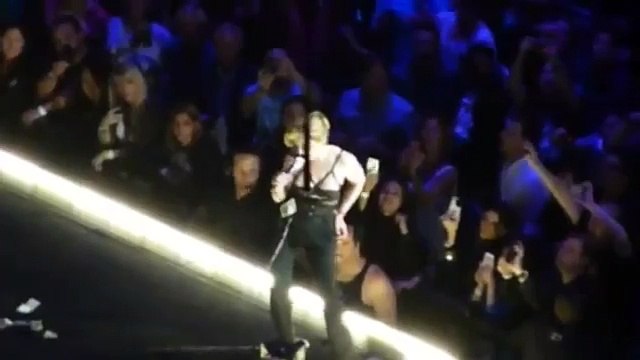 Has Madonna finally gone too far Singer puts on graphic display with skimpy stage outfit