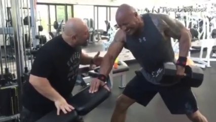 Dwayne The Rock Johnson shows off how he gets his big muscles