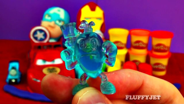 Play-Doh Surprise Eggs Disney Cars Marvel Peppa Pig Spongebob Trash Wheels Fast Food Motor Car Toy