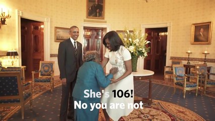 Centenária coloca casal Obama para dançar