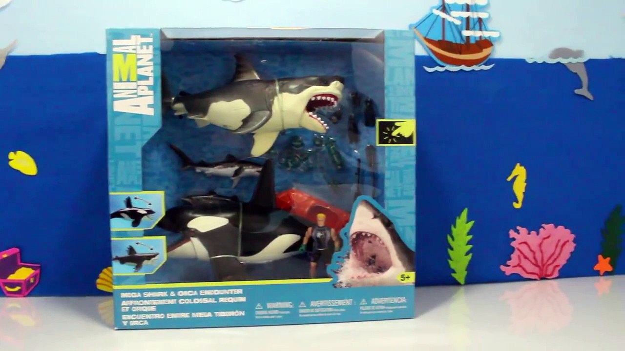Great White Shark Attack + ORCA Killer Whale Toys Video Animal