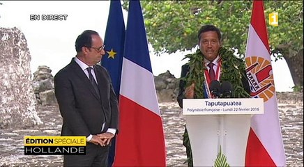 FRANCOIS HOLLANDE EN POLYNESIE - Le discours intégral de Thomas Moutame en direct du marae Tapuatpuatea