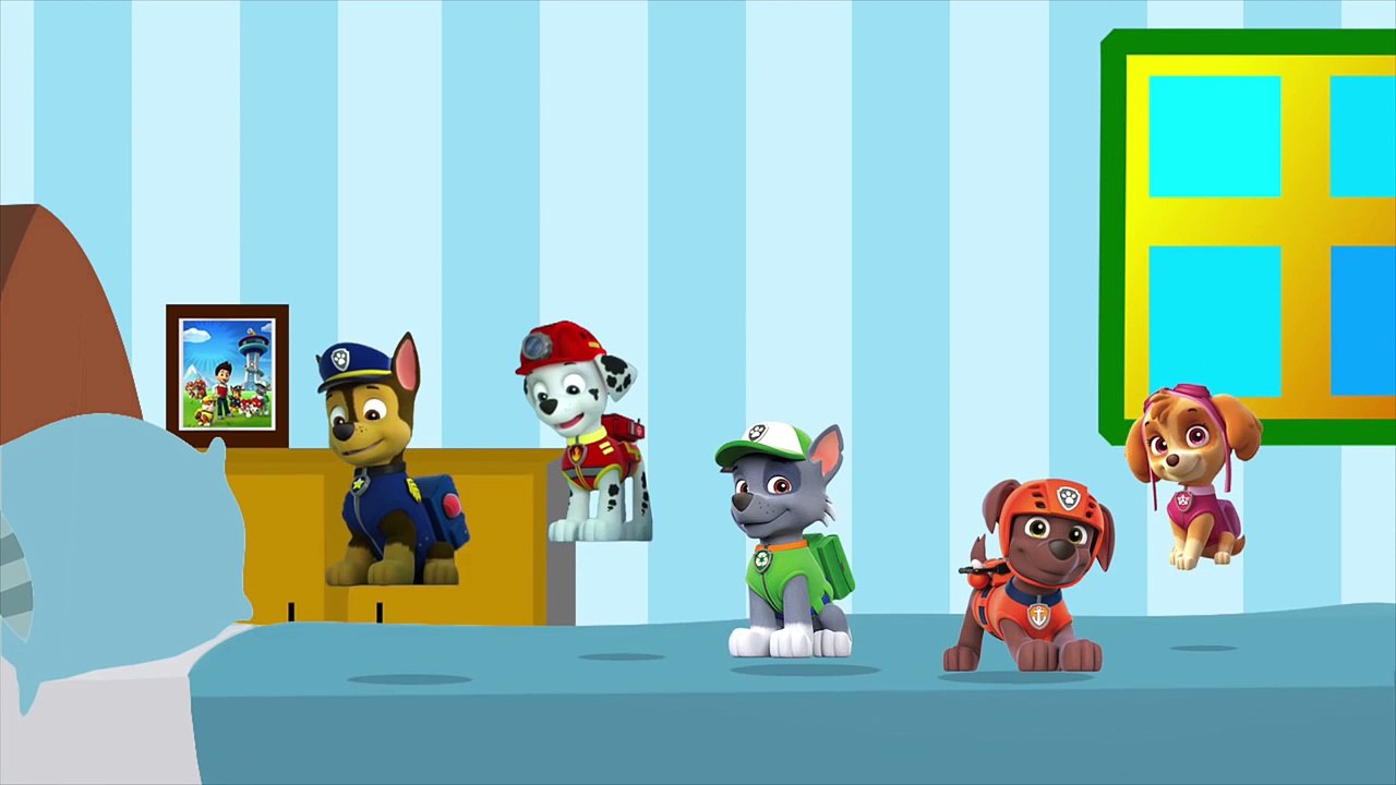 PAW PATROL FIVE LITTLE MONKEYS JUMPING ON THE BED NURSERY RHYMES - 5 LITTLE MONKEYS PAW PATROL SONG