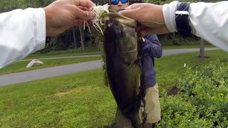 Catching Bass on Swim Jigs down the river