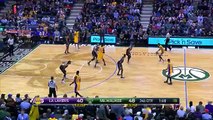 Kobe Bryant Nails the Three - Lakers vs Bucks - February 22, 2016 - NBA 2015-16 Season