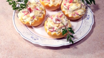 Новогодний салат с апельсинами. Крабовый салат в апельсиновых корзиночках