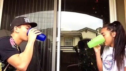 Boyfriend Spits in Girlfriends Face during Water Challenge