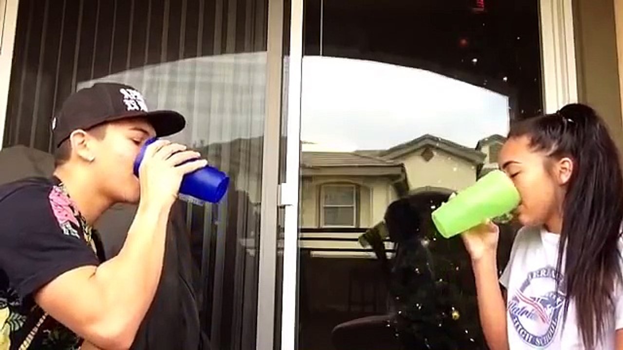 Boyfriend Spits in Girlfriends Face during Water Challenge