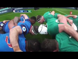 Mêlée entre le XV de France et l'Irlande