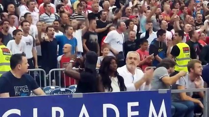A woman from the US experiences cultural shock on a European basketball court.
