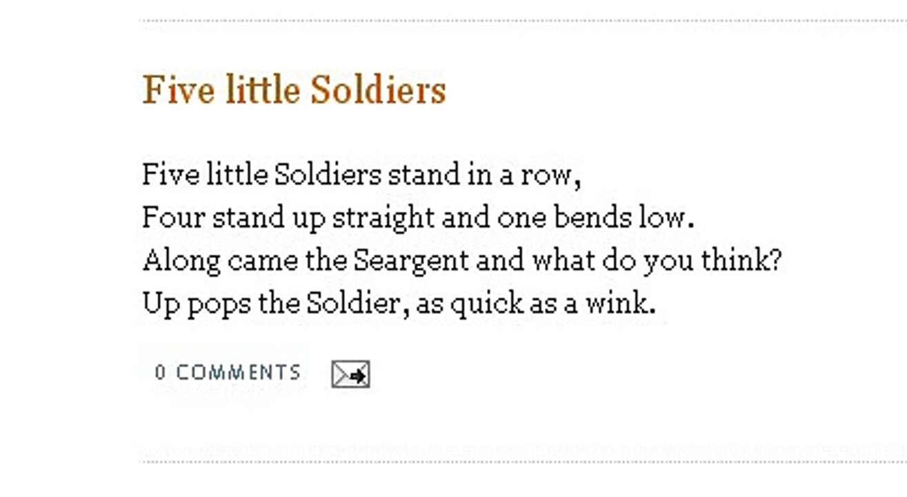 Five little Soldiers | Nursery Rhymes Songs With Lyrics and Action | Poems For Kids Lyrics