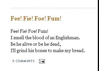 Fee! Fie! Foe! Fum! | Nursery Rhymes Songs With Lyrics and Action | Poems For Kids Lyrics