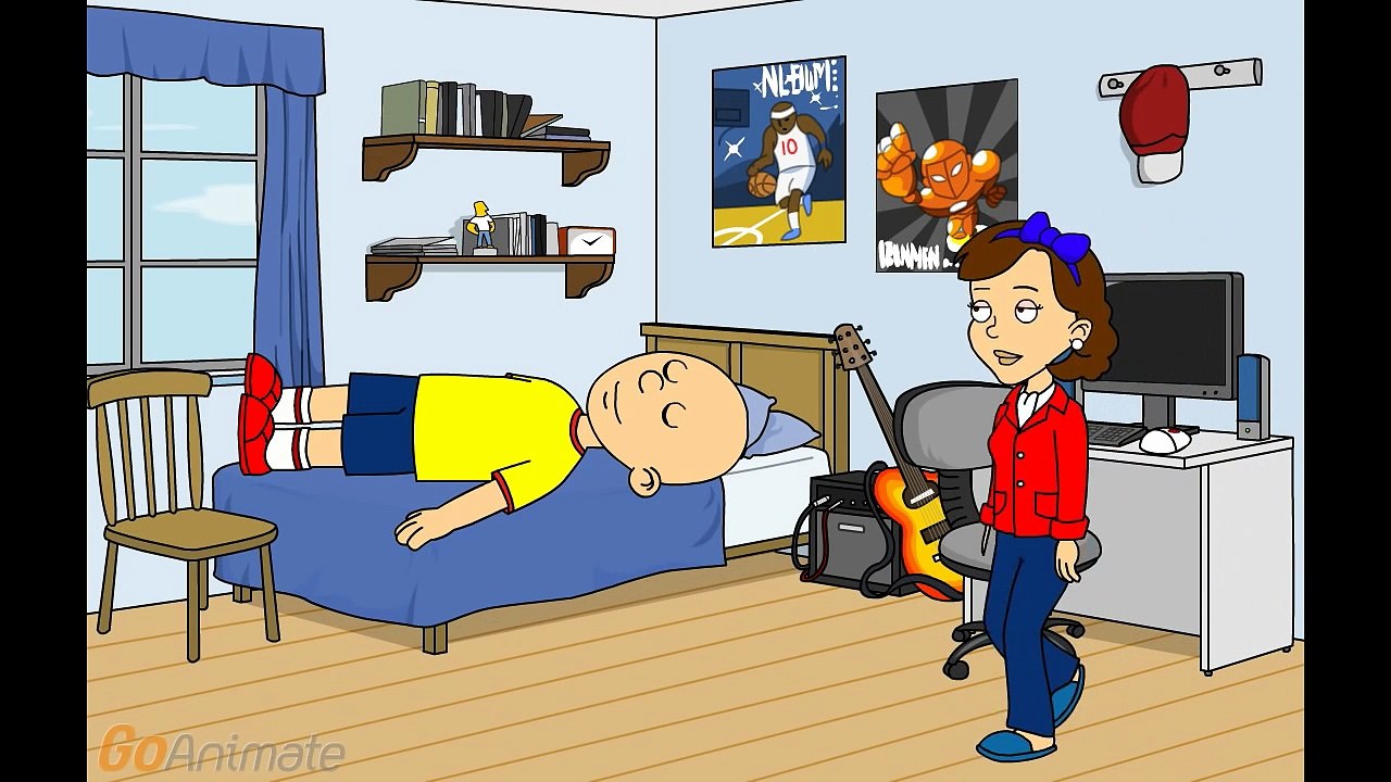 Caillou knocks down Miss. Martin and gets grounded