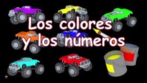 Los colores en español para niños. Aprenda a contar los camiones monstruo. Colors in Spanish