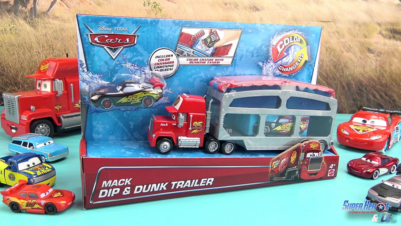 Disney Pixar Cars Color Changers Flash McQueen en français 4k Mack truck dip and dunk