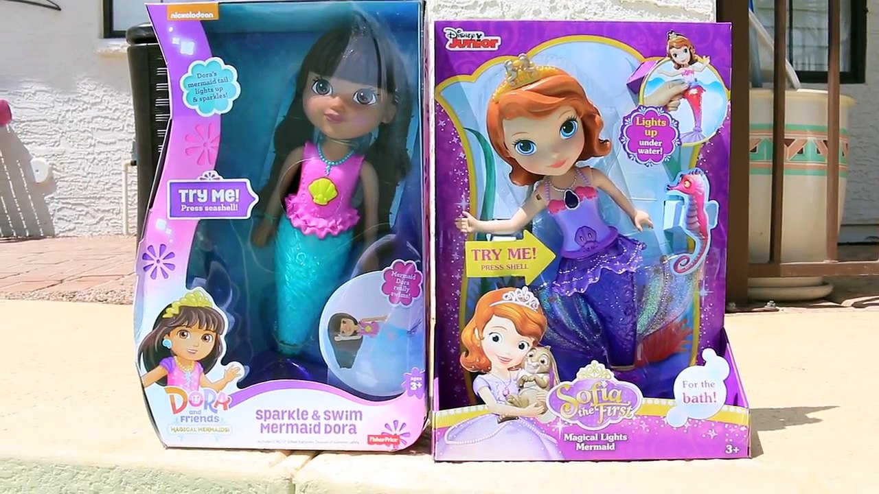 Mermaids Underwater! Dora Sparkle + Swim Mermaid Sofia The First Magical Lights Mermaid Pool Toys