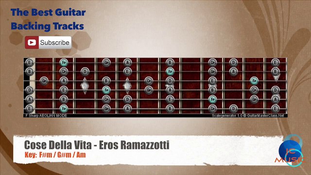 Cose Della Vita - Eros Ramazzotti Guitar Backing Track with scale chart