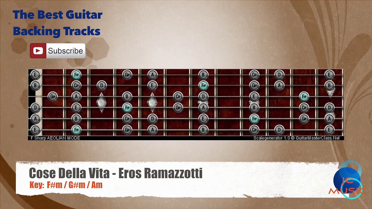 Cose Della Vita - Eros Ramazzotti Guitar Backing Track with scale chart
