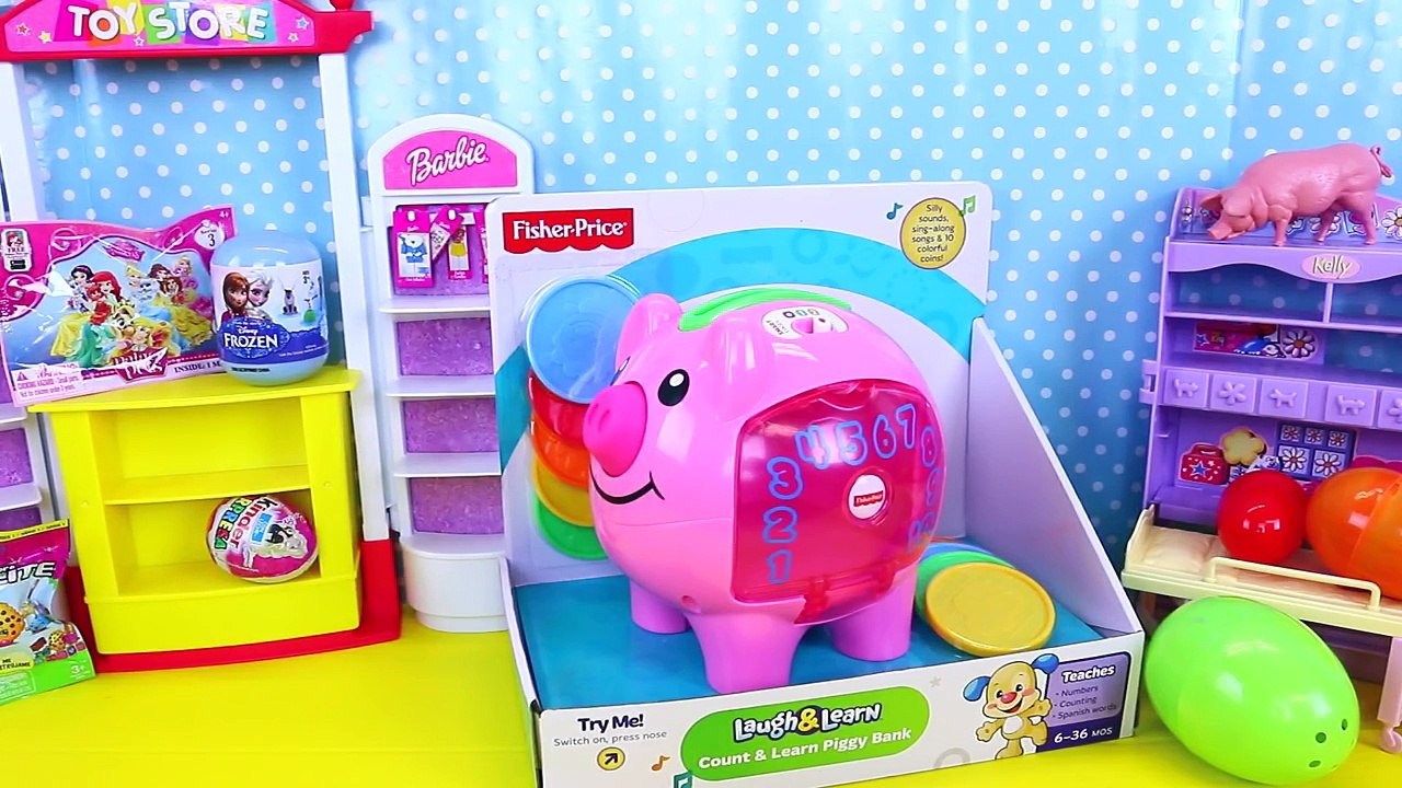 PIGGY BANK SURPRISE TOYS! Learn Numbers & Counting + Fashems, Surprise Eggs, Frozen, Barbie Toys