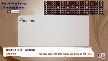 Dare (La La La) - Shakira Guitar Backing Track with scale, chords and lyrics