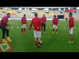اتفرج | إحماء لاعبي الأهلى قبل مواجهة المصري