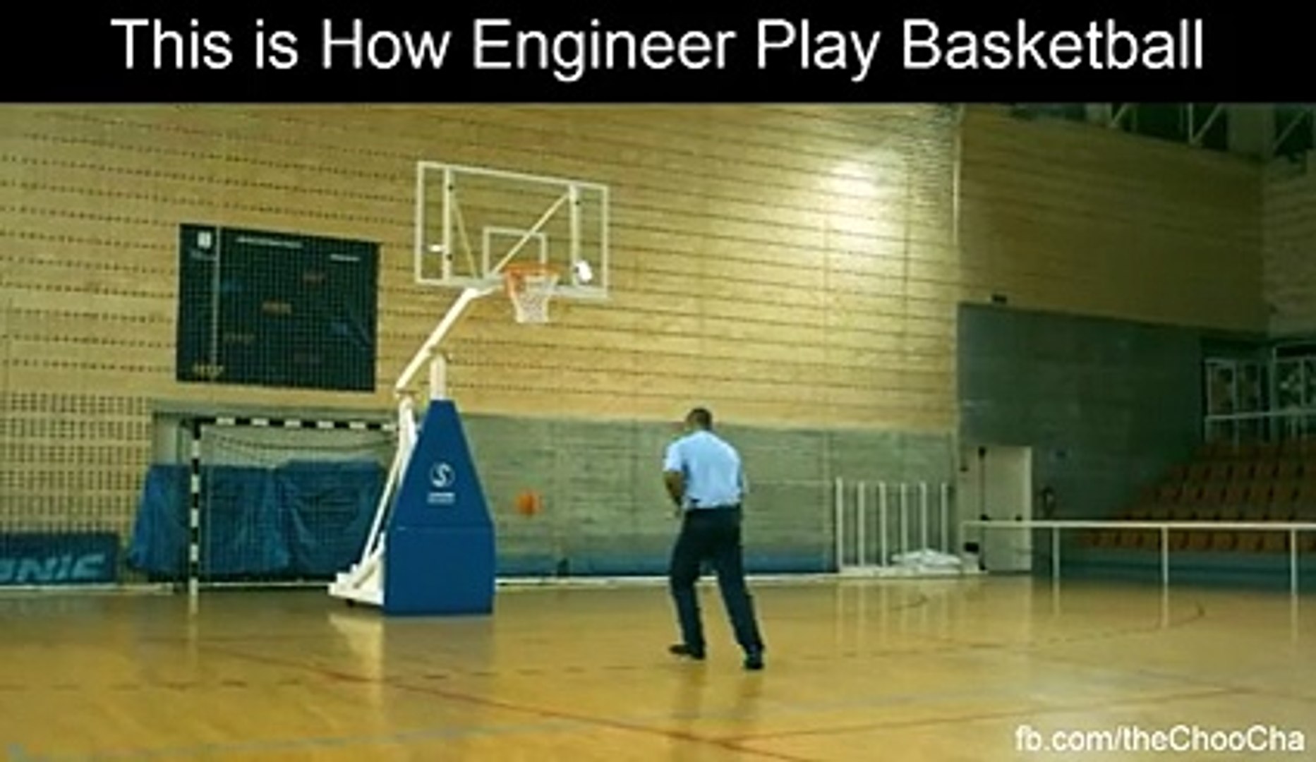 Engineer playing basketball
