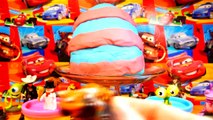 Giant Play Doh Toy Surprise Eggs Cookie Monster Disney Pixar Monsters and Cars Micro Drifters
