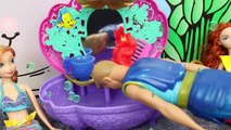 FROZEN ELSA MERMAID Gives Ariel the Flower Showers Bathtub Disney Princess Anna & Mike The Merman